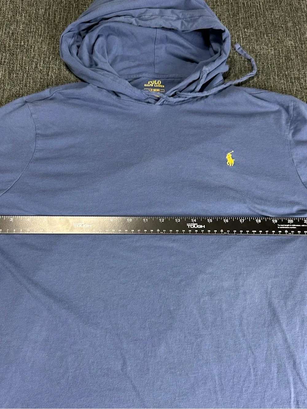Polo Ralph Lauren Mens Blue Short Sleeve Hoodie Cotton Pullover Size Large